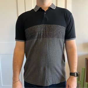 Denim & Flower Black and Gray Polo Shirt Size Small